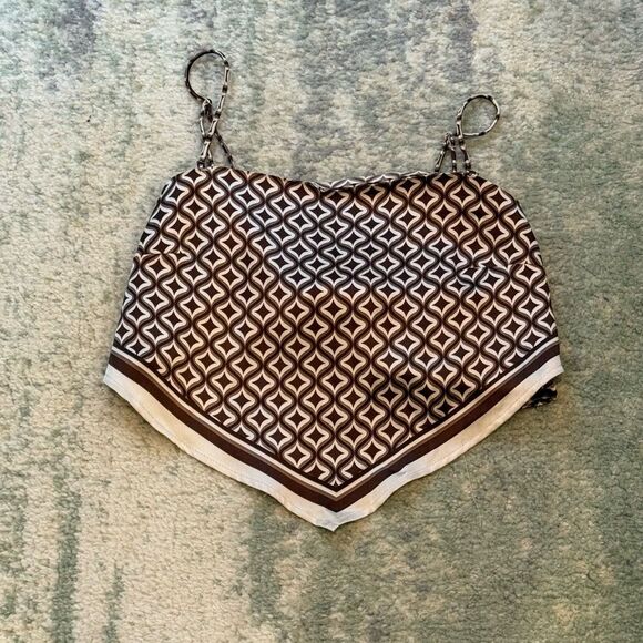Geometric Patterned Brown Women's top - Picture 1 of 4